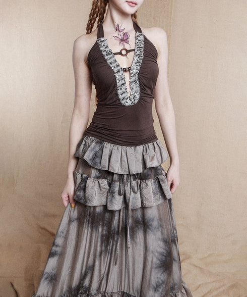 Sequin Halter Tie Top